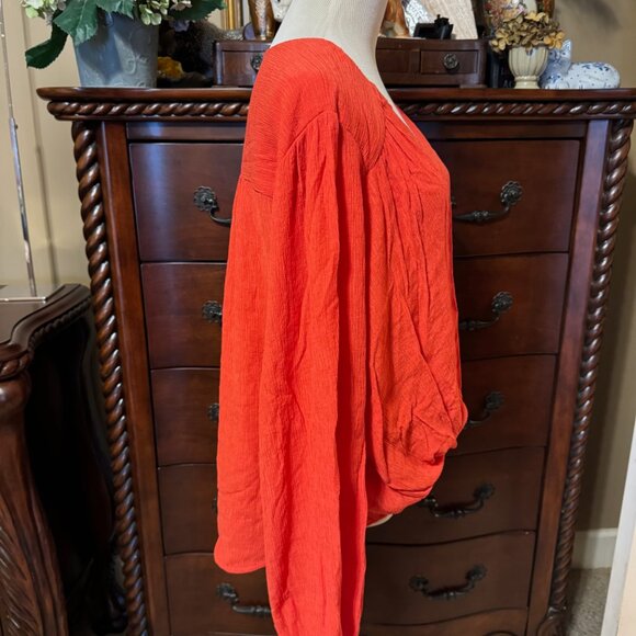 FREE PEOPLE Check On It Faux Wrap Top in Flame - Picture 5 of 11